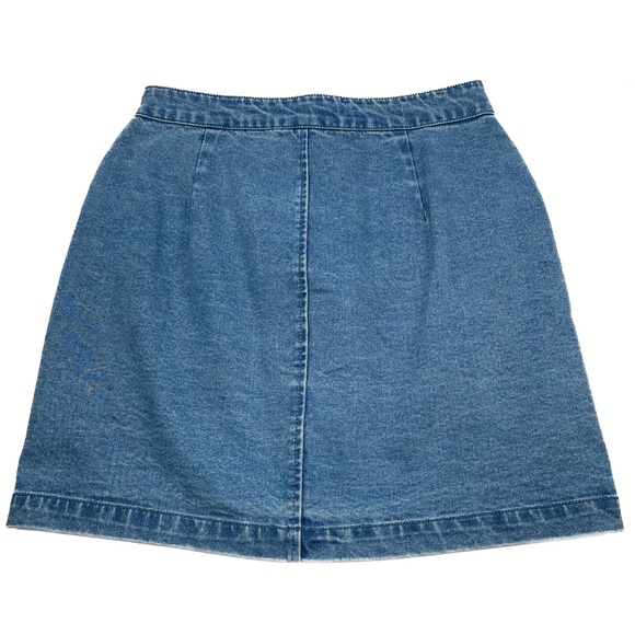 House of Harlow 1960 Nicole Richie Denim Mini Skirt Pearl Buttons Stretch Size 4 - Picture 2 of 7